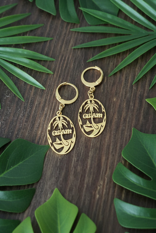 Guam Seal Round Earrings