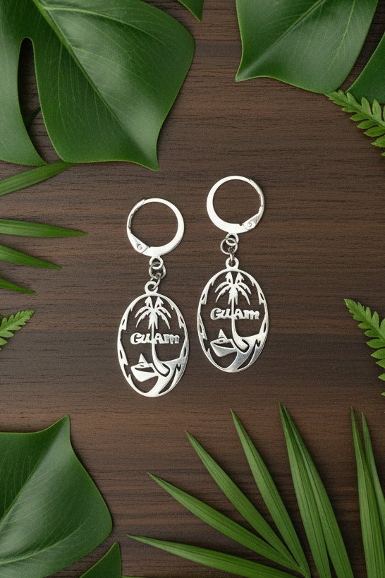 Guam Seal Round Earrings