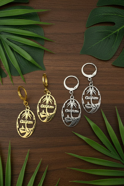 Guam Seal Round Earrings