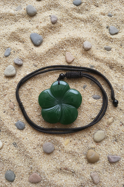 Jade Flower Pendant & Rope