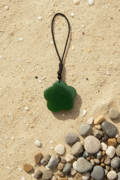 Jade Flower Pendant & Rope