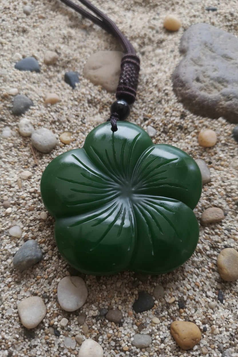 Jade Flower Pendant & Rope